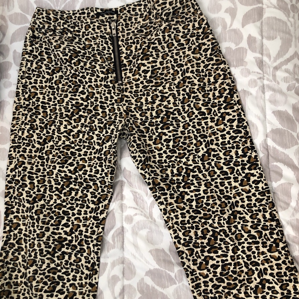 leopard straight leg pants